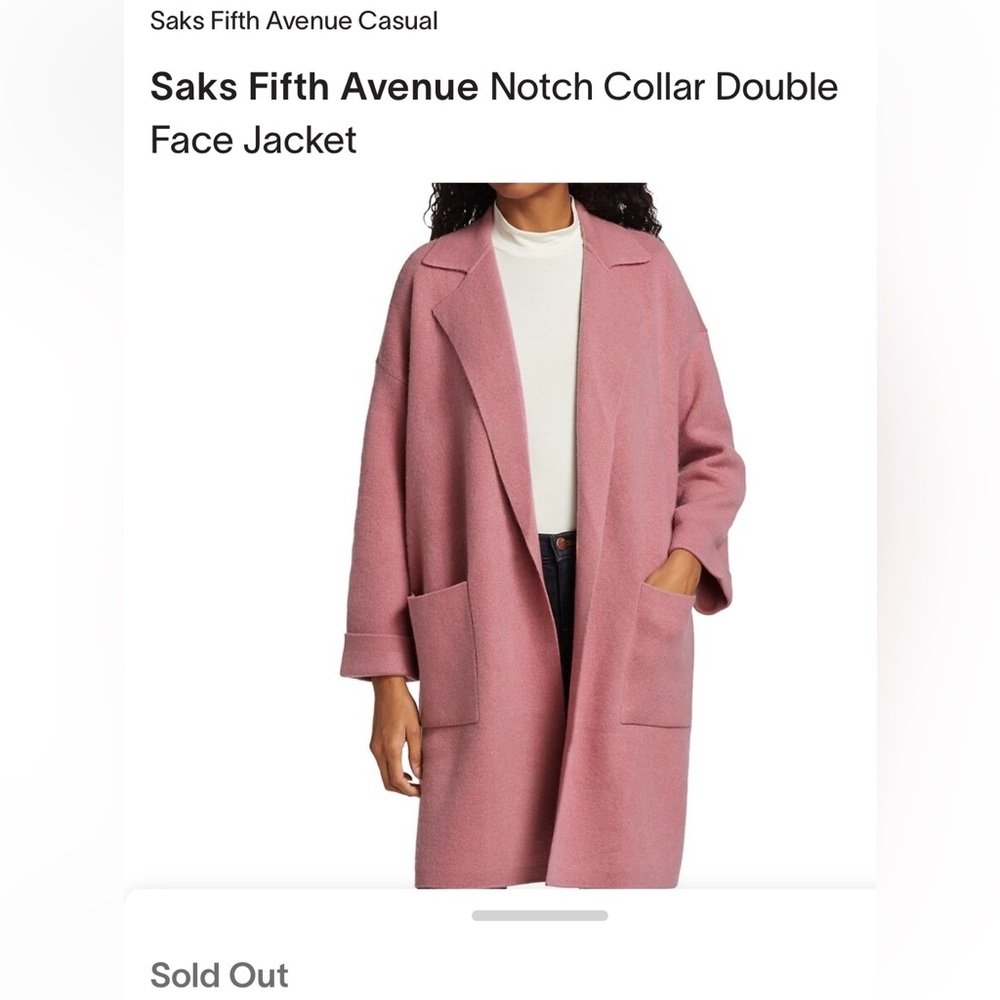 NWT Saks Fifth Avenue Notch Collar Double Face Jacket
